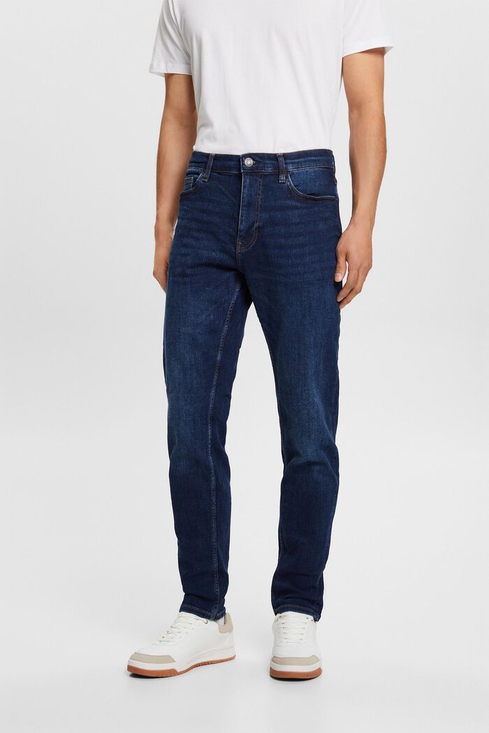 Mid-Rise Regular Tapered Jeans, BLUE DARK WASH, detail image number 0