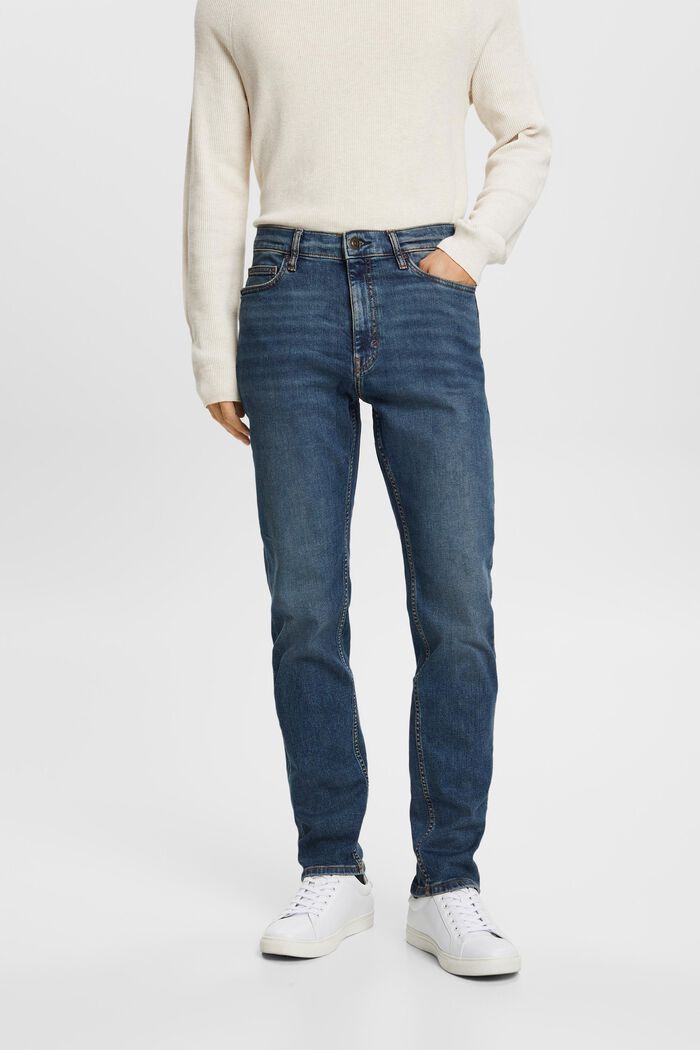 Mid-Rise Straight Fit Jeans, BLUE DARK WASH, detail image number 0